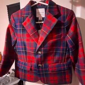 Janie and Jack Red and Blue Plaid Blazer